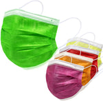 Assorted Colors Disposable Safety Mask 3 Layer Protection Face Mask for Adults (5 Colors-10pcs ea) 50 pcs