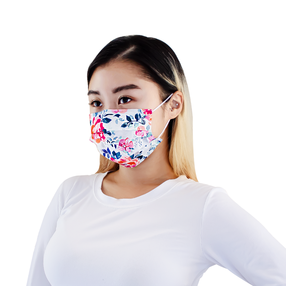 Everydayspecial Disposable Safety Mask 3 Layer Protection Face Mask for Adults 50 pcs Flower Print
