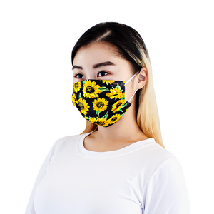 Disposable Safety Mask 3 Layer Protection Face Mask for Adults 50 pcs (Sunflower Print)