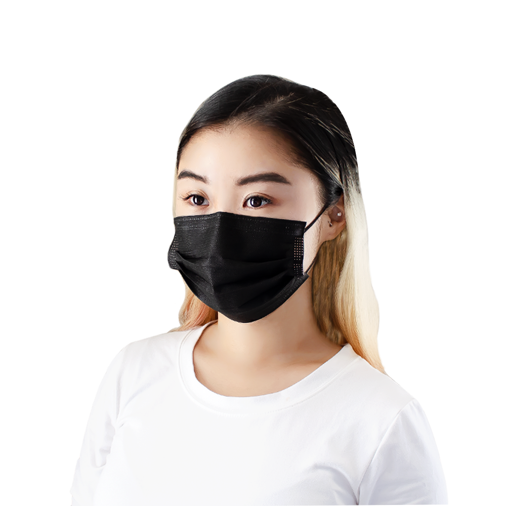 Disposable Mask 3 layer Protection Adult Face Mask 50 pcs (Black)