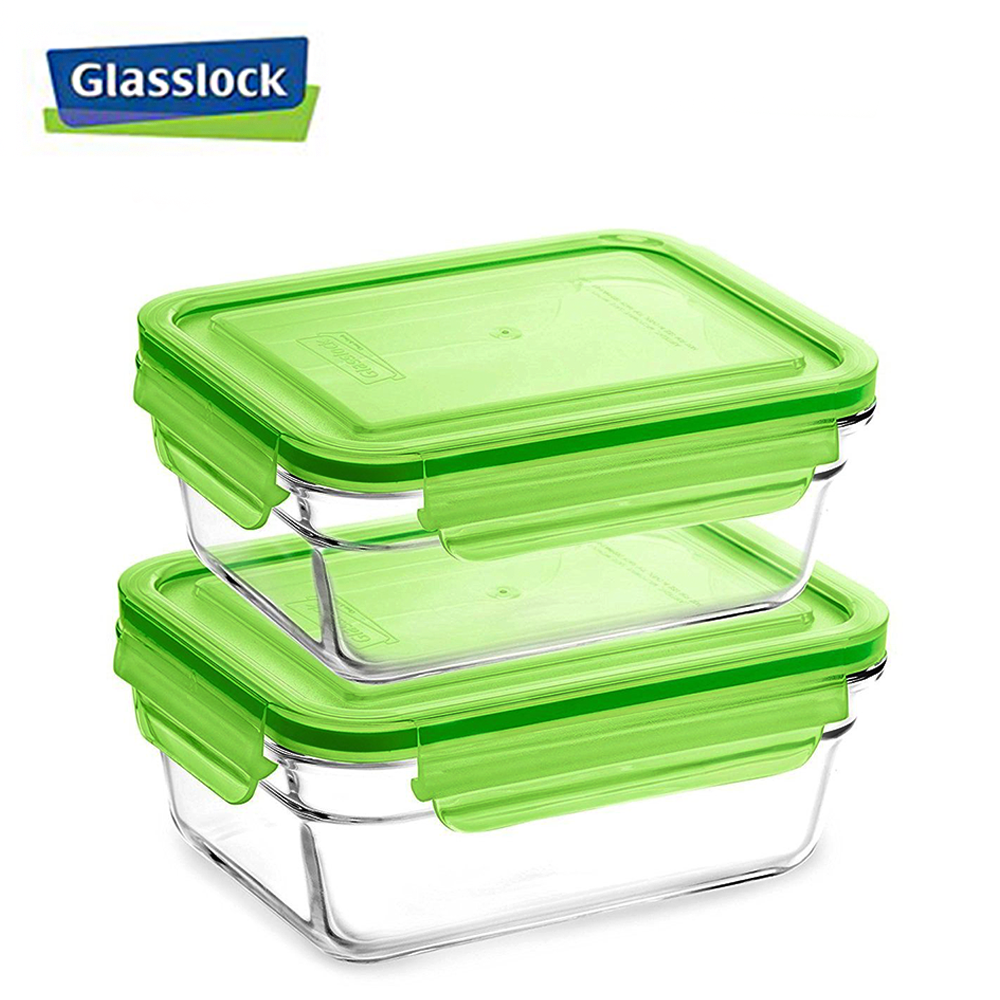 Glasslock] 14oz/400ml Rectangular Food Storage Containers, 6-Pcs