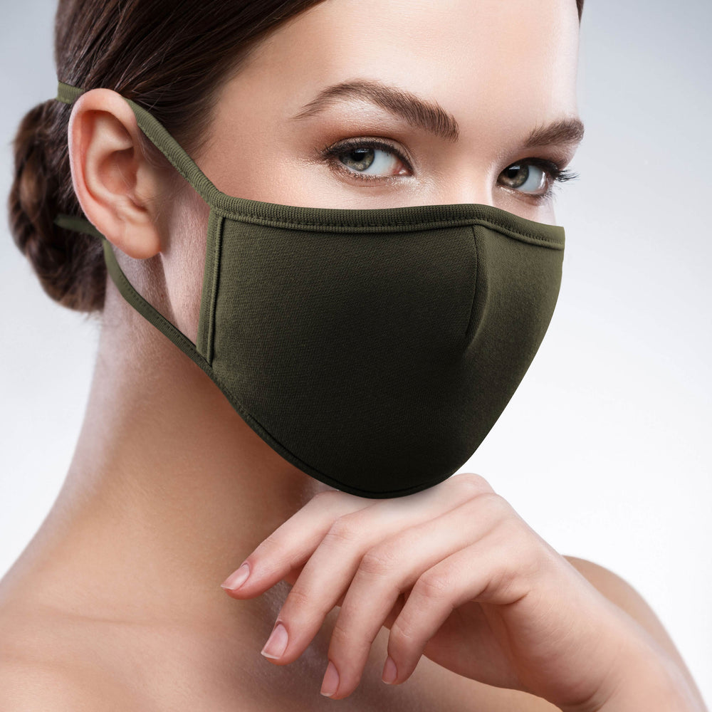 3PCS 2-Layer Reusable 3D Cotton Face Mask with Filter Pocket (Army Khaki)