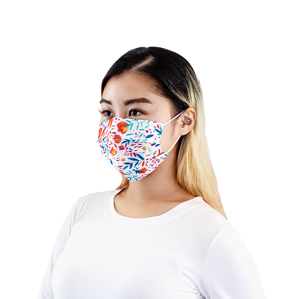 Everydayspecial Disposable Safety Mask 3 Layer Protection Face Mask for Adults 50 pcs (Flower Assorted Print 2)