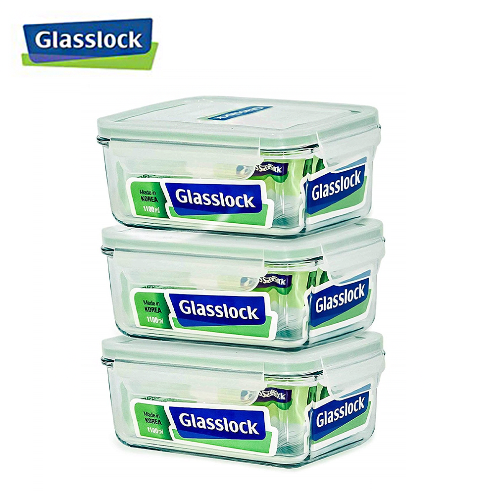 Glasslock Airtight Square Glass Storage Container (30 oz)