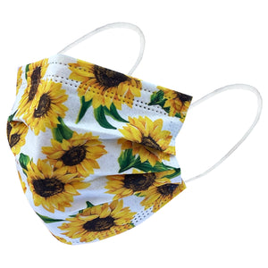 Disposable Safety Mask 3 Layer Protection Face Mask for Adults 50 pcs (Sunflower Print)