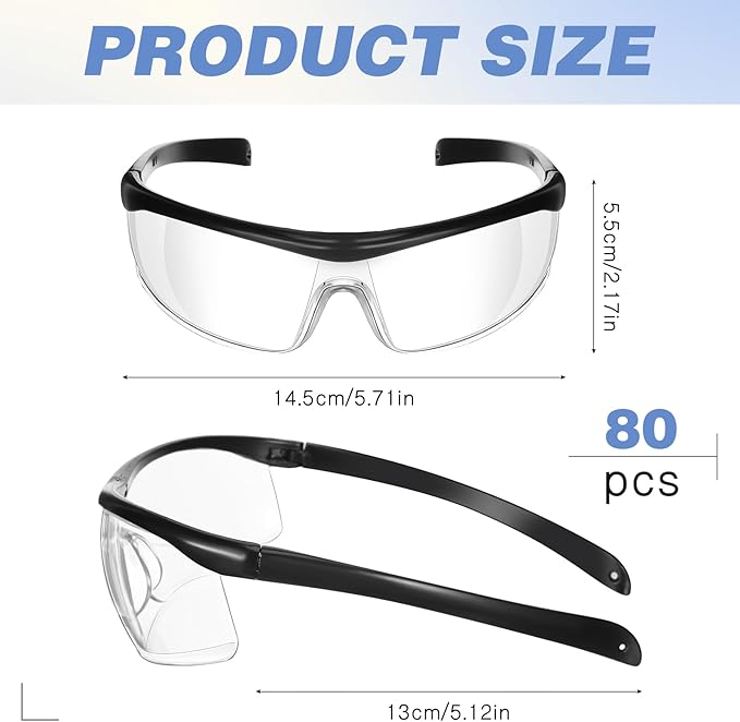 Bulk Safety Glasses Set for Work, Lab & Outdoor Protection (80 Pcs)