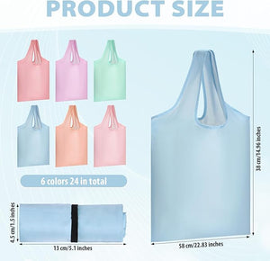 Reusable Shopping Bags in Macaroon Colors (Set of 24)