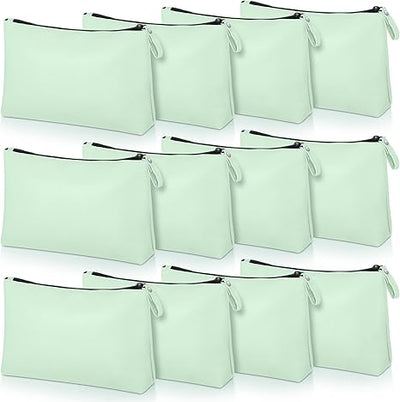 PU Makeup Bag (Mint Green, Set of 12)