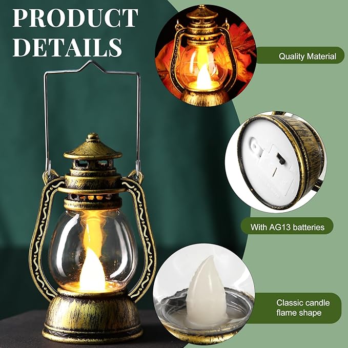 Rustic LED Hanging Lantern (Bronze, Set of 20)