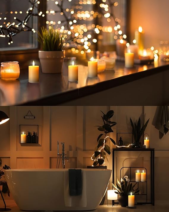 16 Pieces Flickering Flameless Candles, Battery Operated LED Candles, Light Up Pillar Tea Candles, White