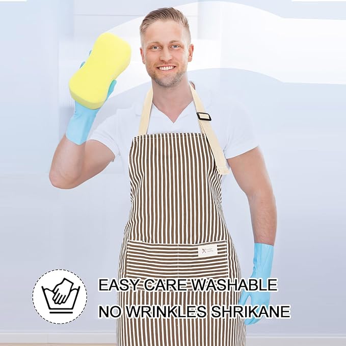 2pcs Adjustable Bib Stripe Apron