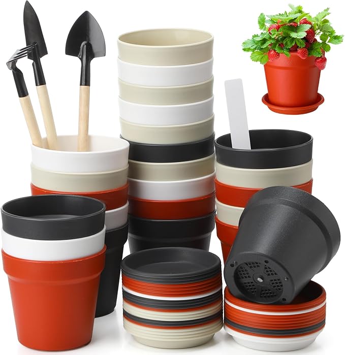 4" Plastic Plant Pot Set (Assorted Color, Set of 100)