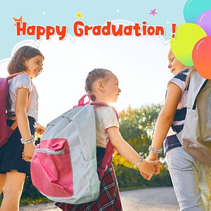 Kids Graduation Bead Bracelet with Wish Card & Gift Bag (Assorted Color, Set of 12)