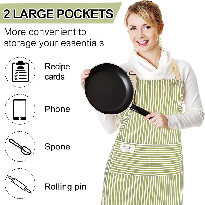 2pcs Adjustable Bib Stripe Apron