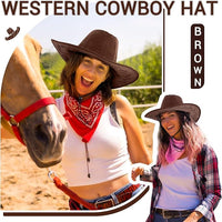 Brown Cowboy Hat with Adjustable Drawstring (Set of 6)