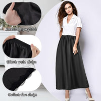 Women's Satin Half Slip Underskirt (Black & Beige, Set of 2)