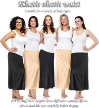 Women's Satin Half Slip Underskirt (Black & Beige, Set of 2)