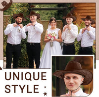 Brown Cowboy Hat with Adjustable Drawstring (Set of 6)