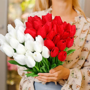96-Pack Real Touch Artificial Tulip Flower (Red & White)