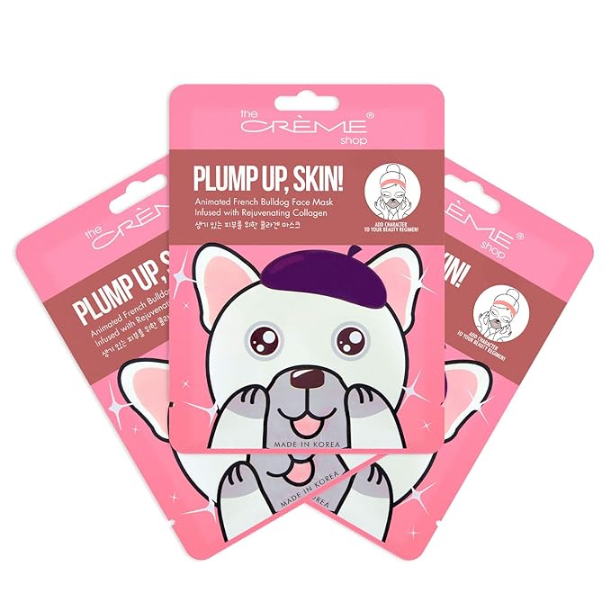 The Crème Shop Animated Face Sheet Mask - 3 Pack (French Bulldog: Collagen)