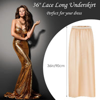 Women's Satin Half Slip Underskirt (Black & Beige, Set of 2)