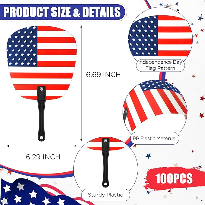 American Flag Handheld Fan (Set of 100)
