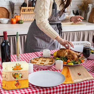Fall Thanksgiving Embroidered Hand Towel (Set of 12)