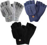 Fingerless Flip-Top Knit Gloves (Pairs of 3)