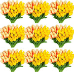 96-Pack Real Touch Artificial Tulip Flower (Yellow & Orange Gradient)