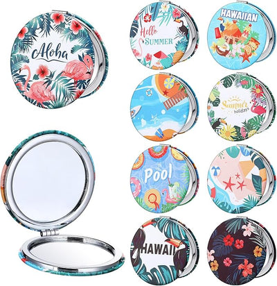 9 Pcs Tropical Compact Mirror (Double-Sided with 1X & 2X Magnification)
