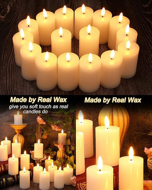 16 Pieces Flickering Flameless Candles, Battery Operated LED Candles, Light Up Pillar Tea Candles, White