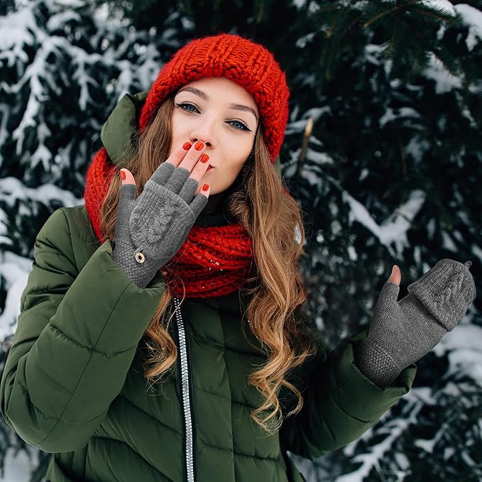 Fingerless Flip-Top Knit Gloves (Pairs of 3)