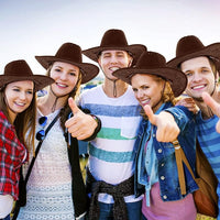 Brown Cowboy Hat with Adjustable Drawstring (Set of 6)