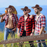 Brown Cowboy Hat with Adjustable Drawstring (Set of 6)