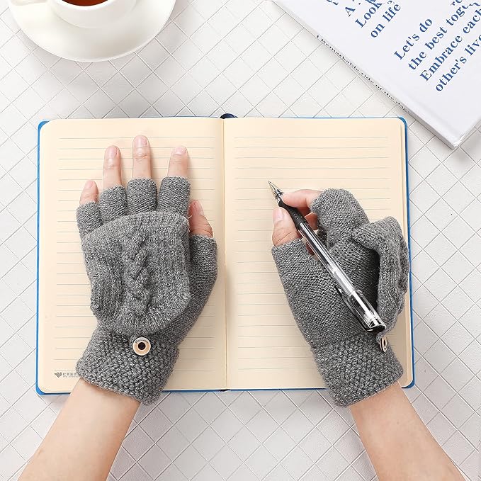 Fingerless Flip-Top Knit Gloves (Pairs of 3)
