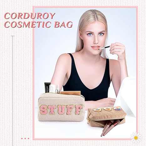Corduroy Makeup Bag (Set of 3)