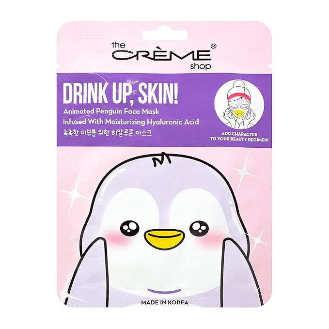 The Crème Shop Animated Face Sheet Mask - 3 Pack (Penguin: Hyaluronic Acid)