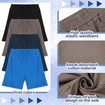 Boys Cotton Athletic Basketball Shorts (Assorted Color, Set of 4)