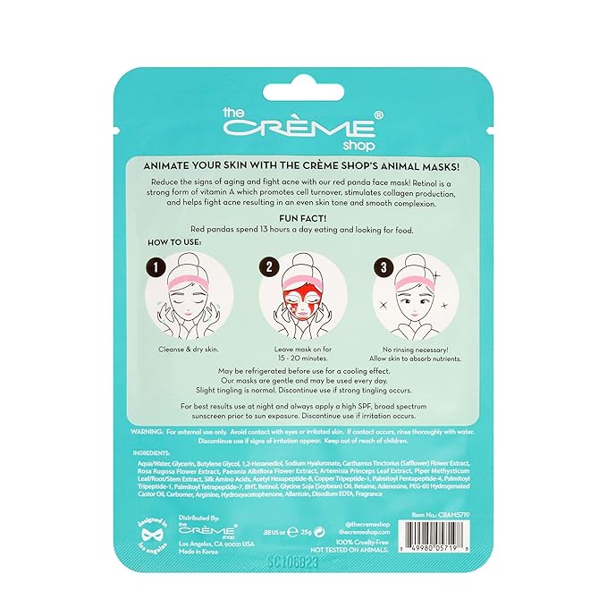 The Crème Shop Animated Face Sheet Mask - 3 Pack (Red Panda: Retinol)