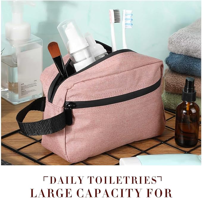 9 Pcs Pink Travel Toiletry Bag, Makeup Organizer with Handle