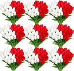 96-Pack Real Touch Artificial Tulip Flower (Red & White)