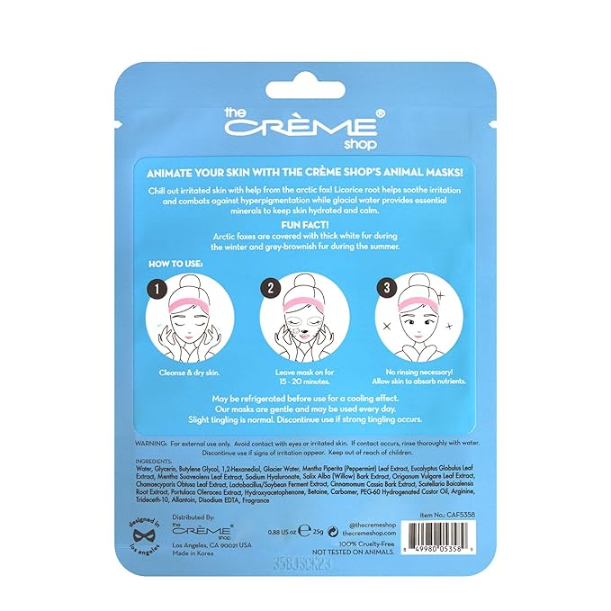 The Crème Shop Animated Face Sheet Mask - 3 Pack (Arctic Fox: Glacial water)