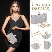 3-Pcs Glitter Clutch Purse & Rhinestone Jewelry Set