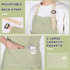 2pcs Adjustable Bib Stripe Apron