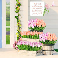 96-Pcs Real Touch Artificial Tulip Flower (Purple & Pink)