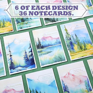 Watercolor Mountains Happy Birthday Card with Envelope (Set of 36)