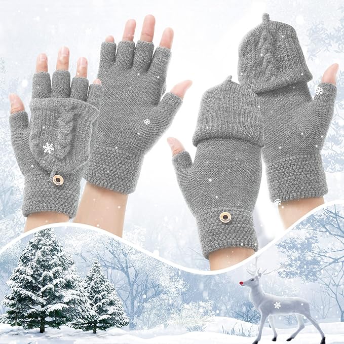 Fingerless Flip-Top Knit Gloves (Pairs of 3)