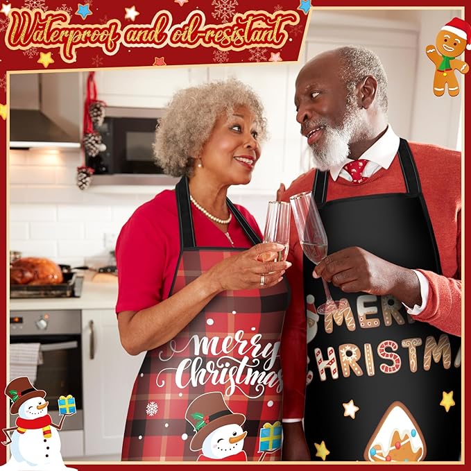 Polyester Christmas Apron (Assorted Design, Set of 6)