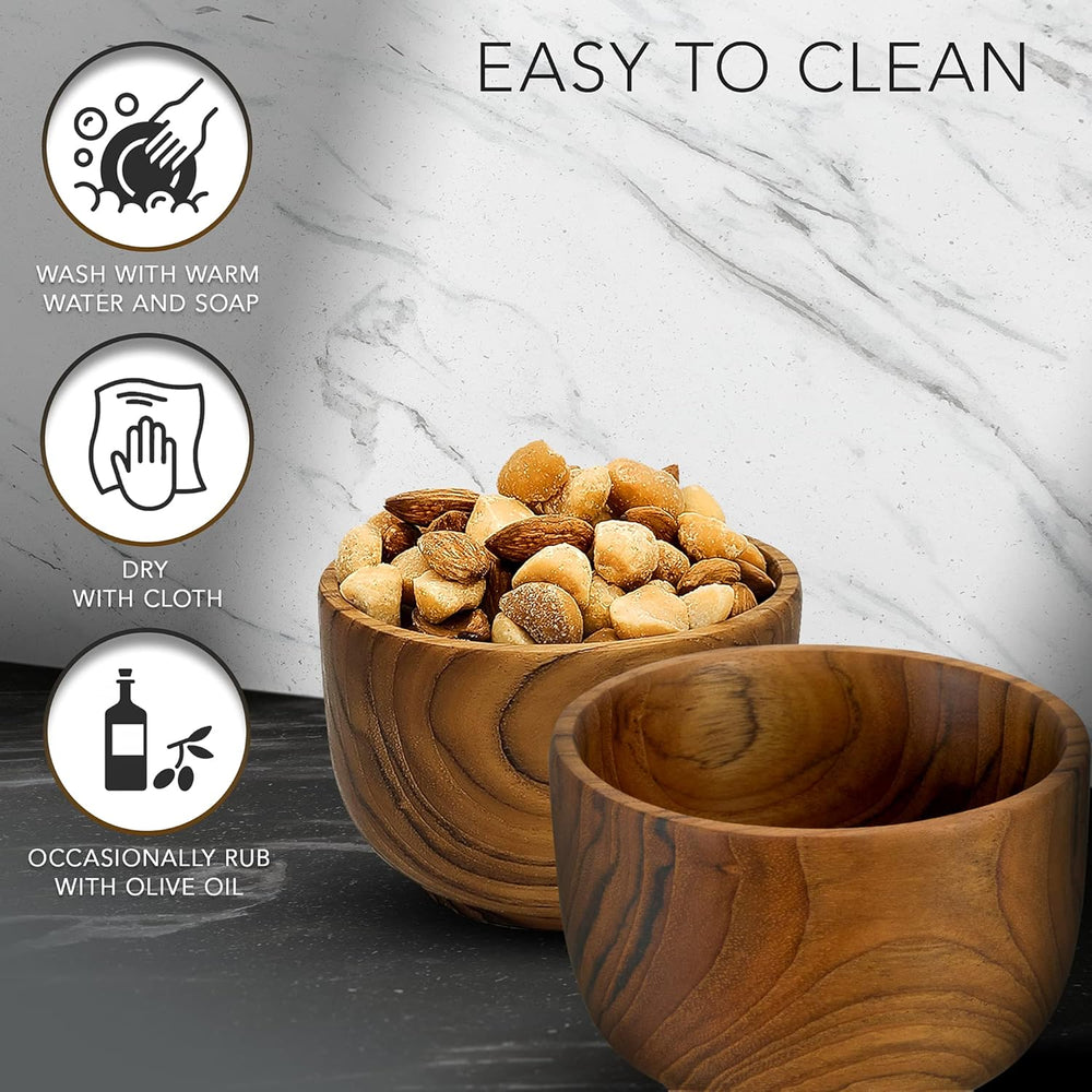 Solid Teak Wood Rice Bowl (Set of 4)