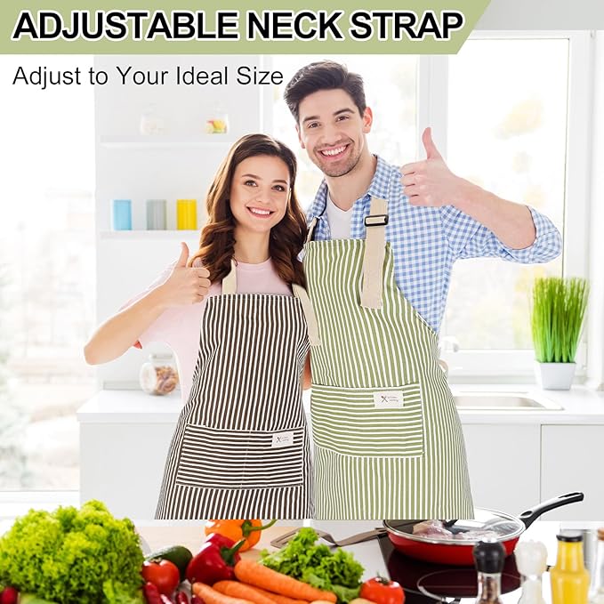 2pcs Adjustable Bib Stripe Apron